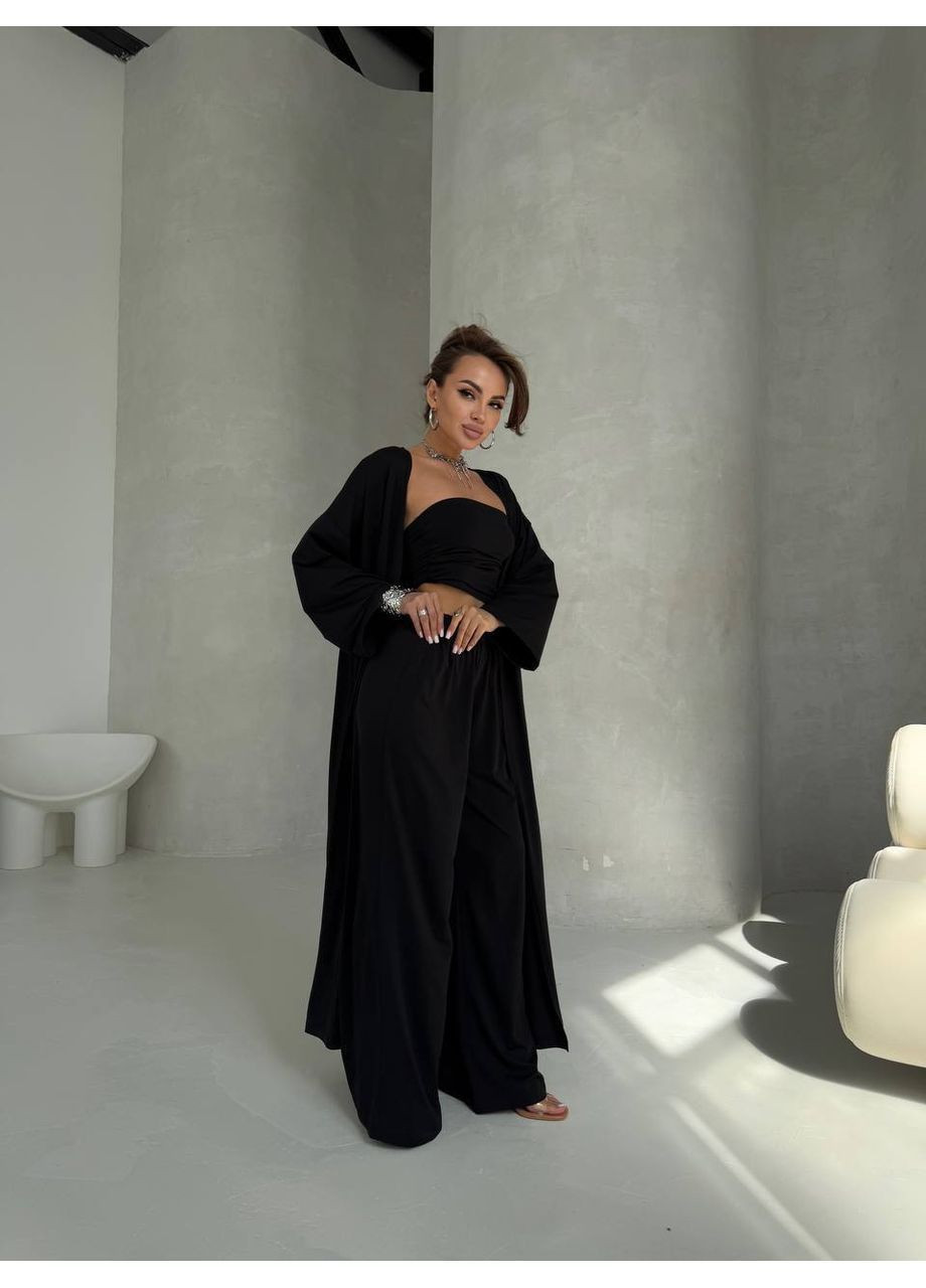 Жіночий костюм трійка: кардиган, топ та палаццо MonCher (363849336)