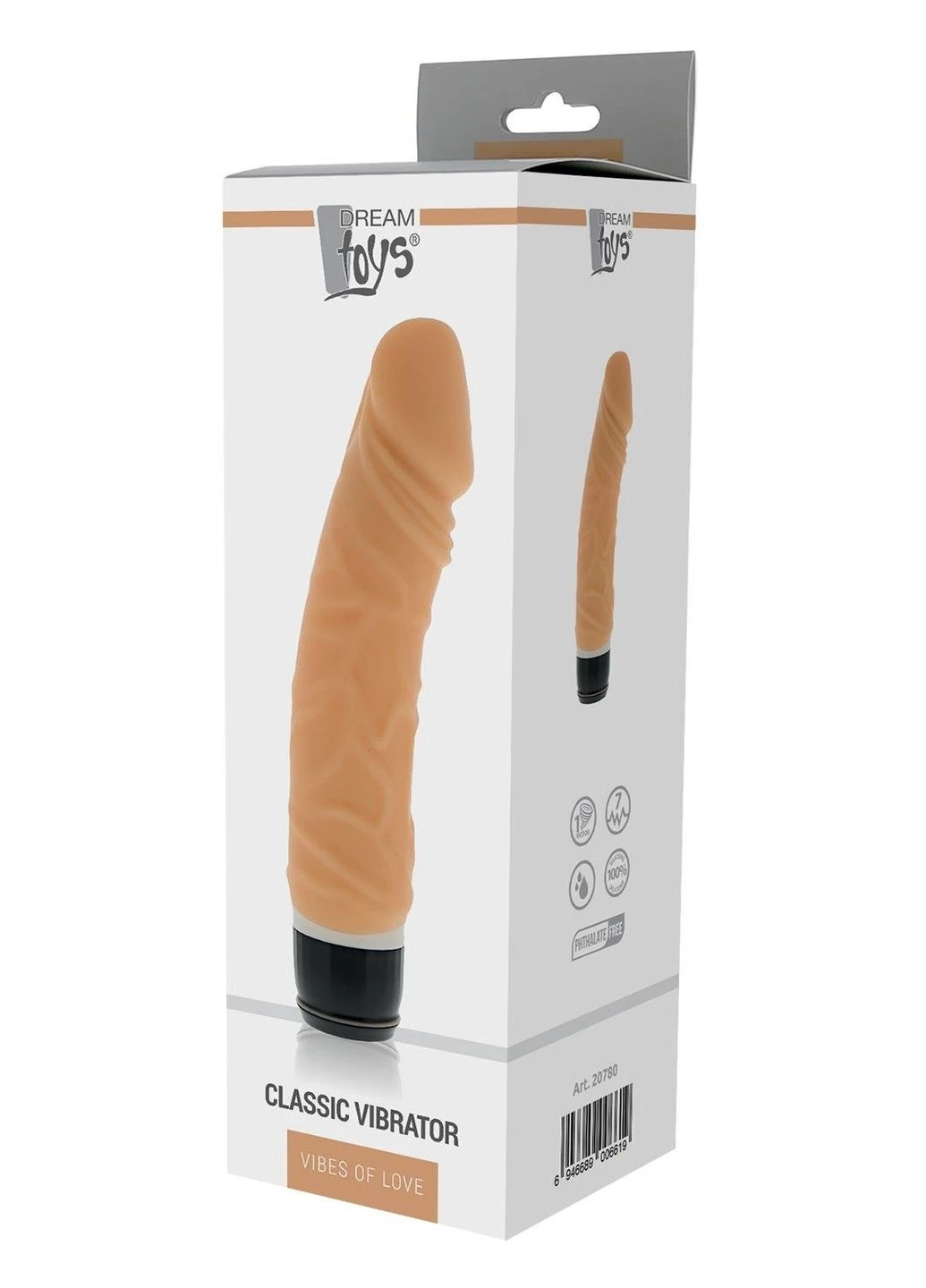Вибромассажер классический реалистичный на батарейках DreamToys VIBES OF LOVE, бежевый Dream Toys (333341512)