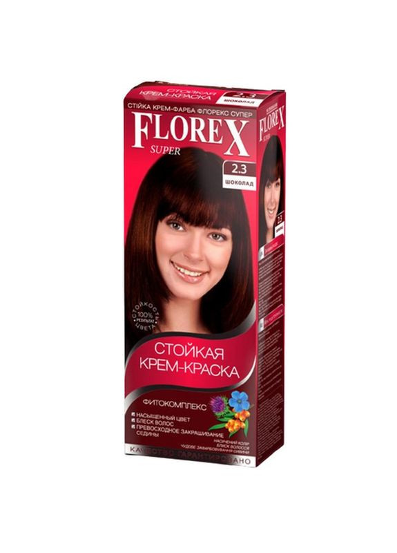 Крем-фарба для волосся стійка Super 2,3 Шоколад Florex (335869642)