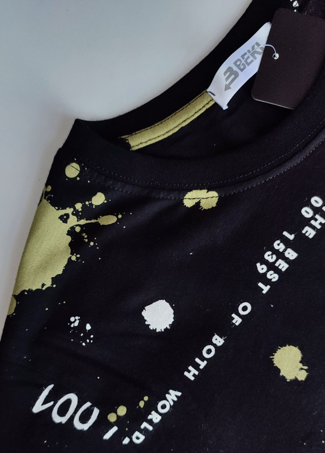 Чорна футболка чоловіча бавовняна узбекистан (008) з коротким рукавом BEKI