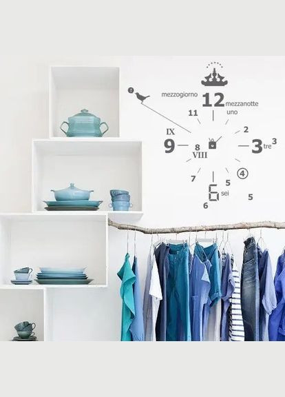 Виниловая интерьерная на стену и обои (стекло, мебель, зеркало, металл) "Циферблат" (любой цвет Кавун наклейка (316189927)