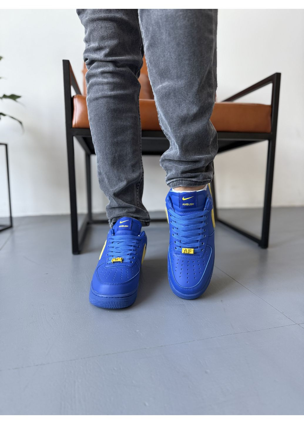 КРОССОВКИ ЖЕНСКИЕ NIKE AIR FORCE 1 LOW X AMBUSH BLUE YELLOW НАЙК АИР ФОРС 1 ПРЕМИУМ No Brand комбинированные демисезоны (368884800)