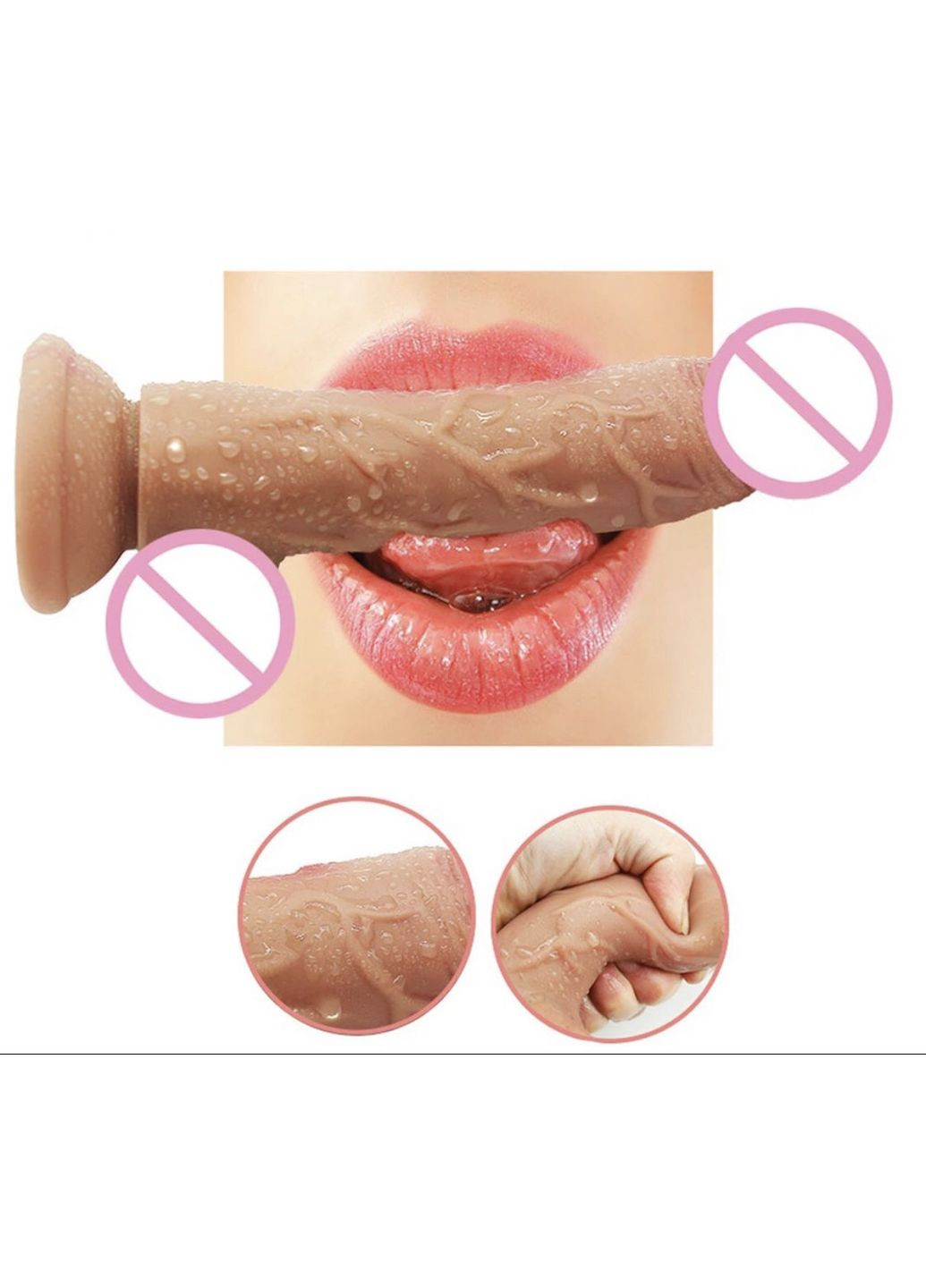 Фалоїмітатор вагінальний із полуничним лубрикантом 19*3,5 см на присоску No Brand (340914384)