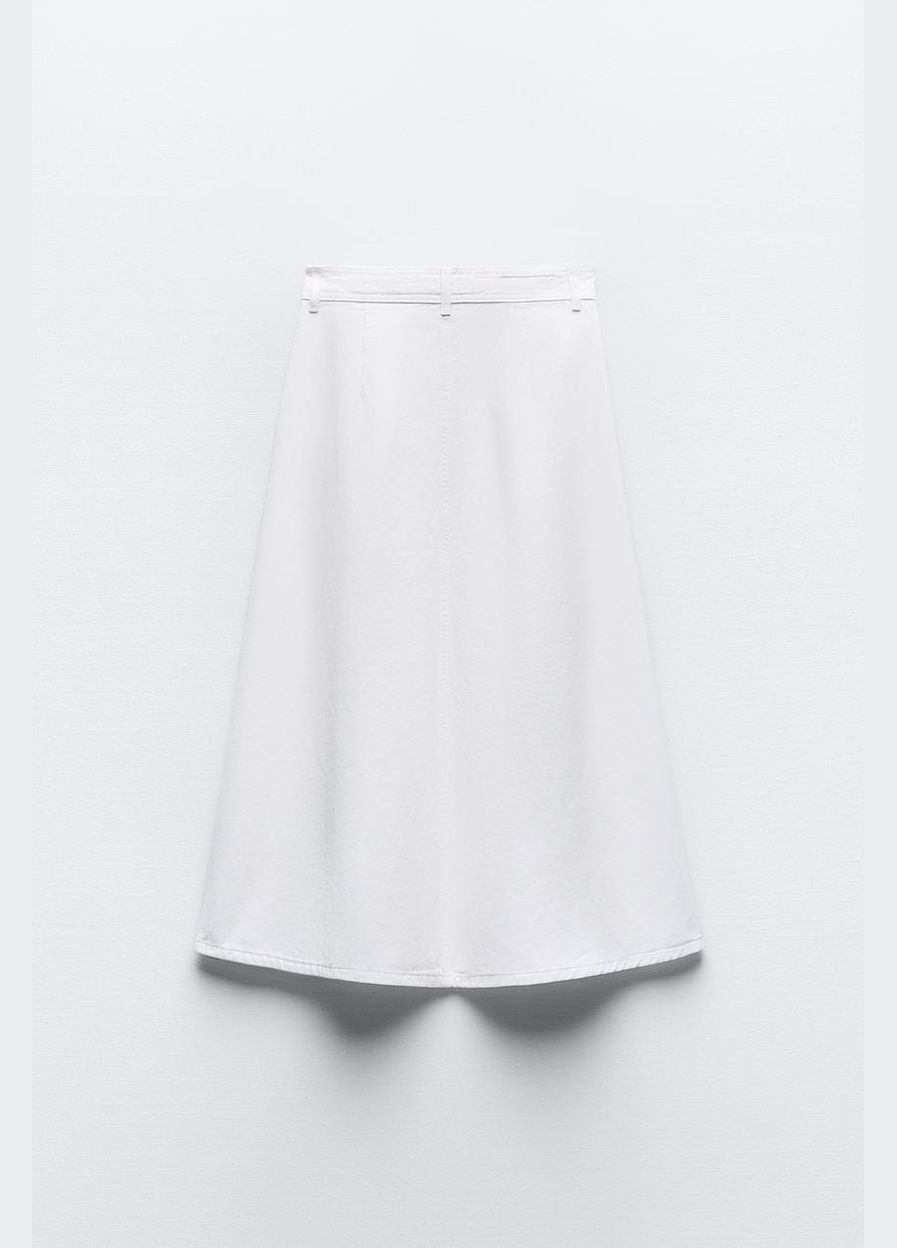 Белая кэжуал однотонная юбка Zara клешированная