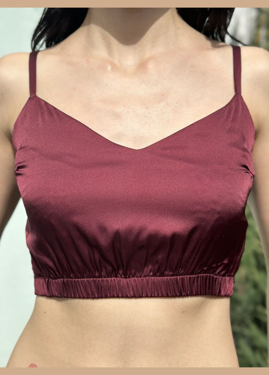 Топ на резинці з шовку Армані Бордовий Maybel (338881401)