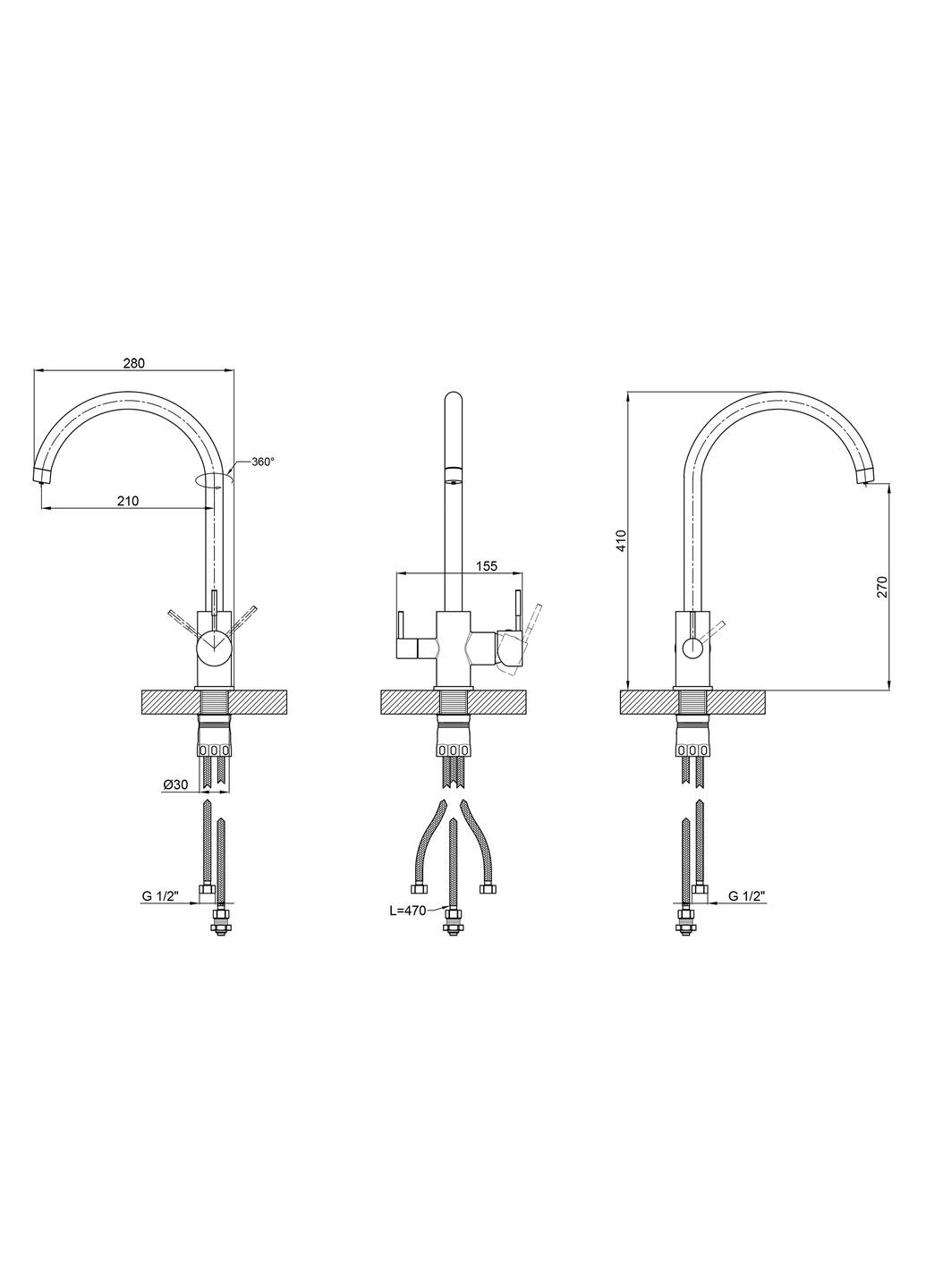 Змішувач для кухні Aria (k35) LDARI020FNKS43365 Nickel LIDZ 020F (323485860)