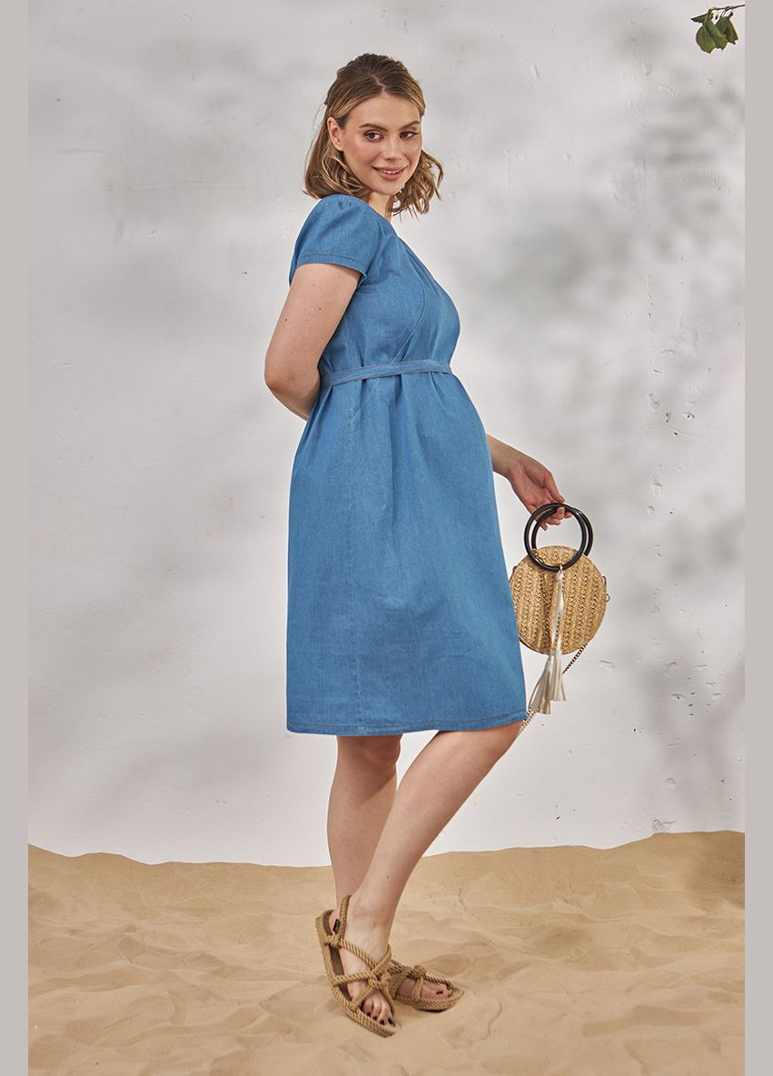 Голубое голубое джинсовое платье для беременных и кормящих Юла мама