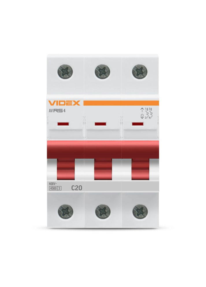 Автоматический выключатель RS4 3п 20А С 4,5кА RESIST (VFRS4-AV3C20) Videx (282313048)