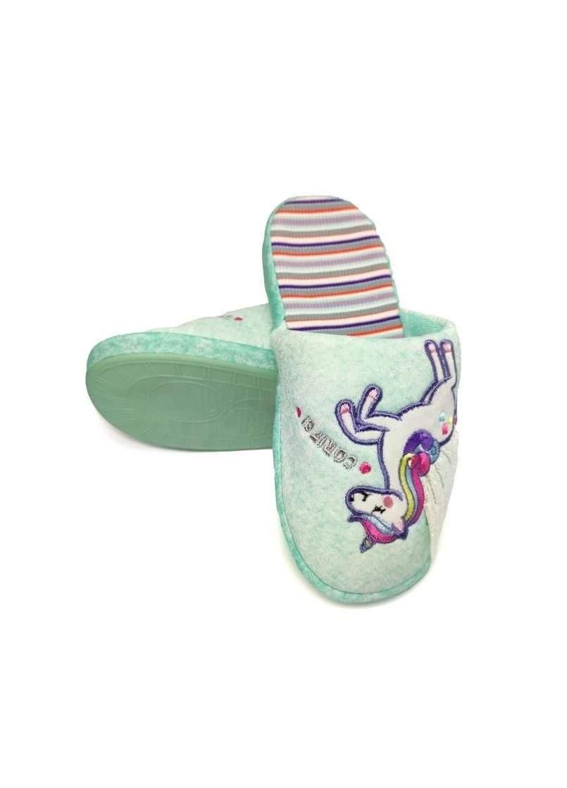 Кімнатні тапочки дитячі Корифей Єдиноріг бірюзові 31925 No Brand (257196646)