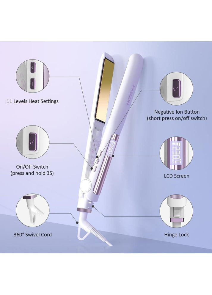 Іоновий випрямляч для волосся Faszin IN11-C002 титанова плойка з 2x швидким нагріванням біла No Brand (353746106)