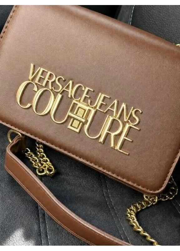 Елегантна жіноча шкіряна сумка Versace Jeans Couture коричнева No Brand (403187014)