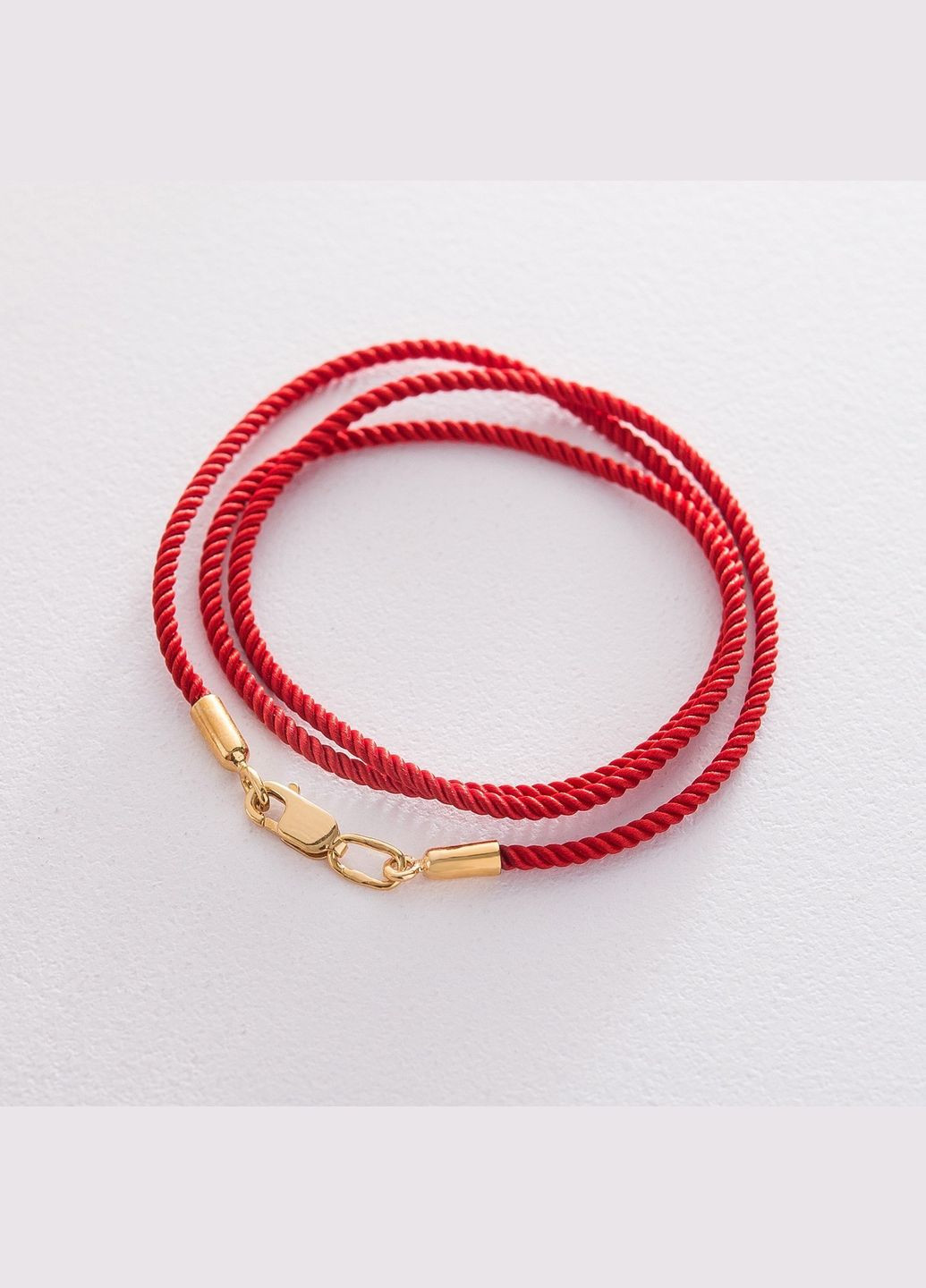 Шелковый красный шнурок с гладкой серебряной застежкой 18699 40 Oniks (264295583)
