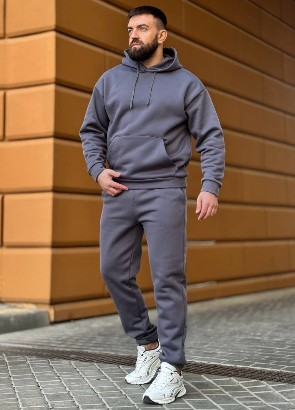 Базовый повседневный костюм двойка: худые с капюшоном и карманом кенгуру + штаны на резинке Tik-Tak (325688120)