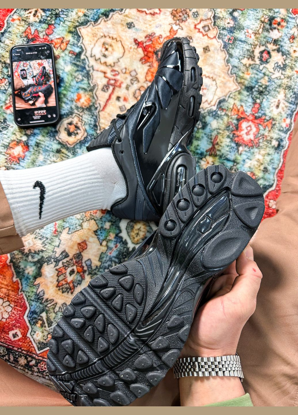 Черные всесезонные мужские кроссовки nike air max x skepta black | найк аир макс черные No Brand