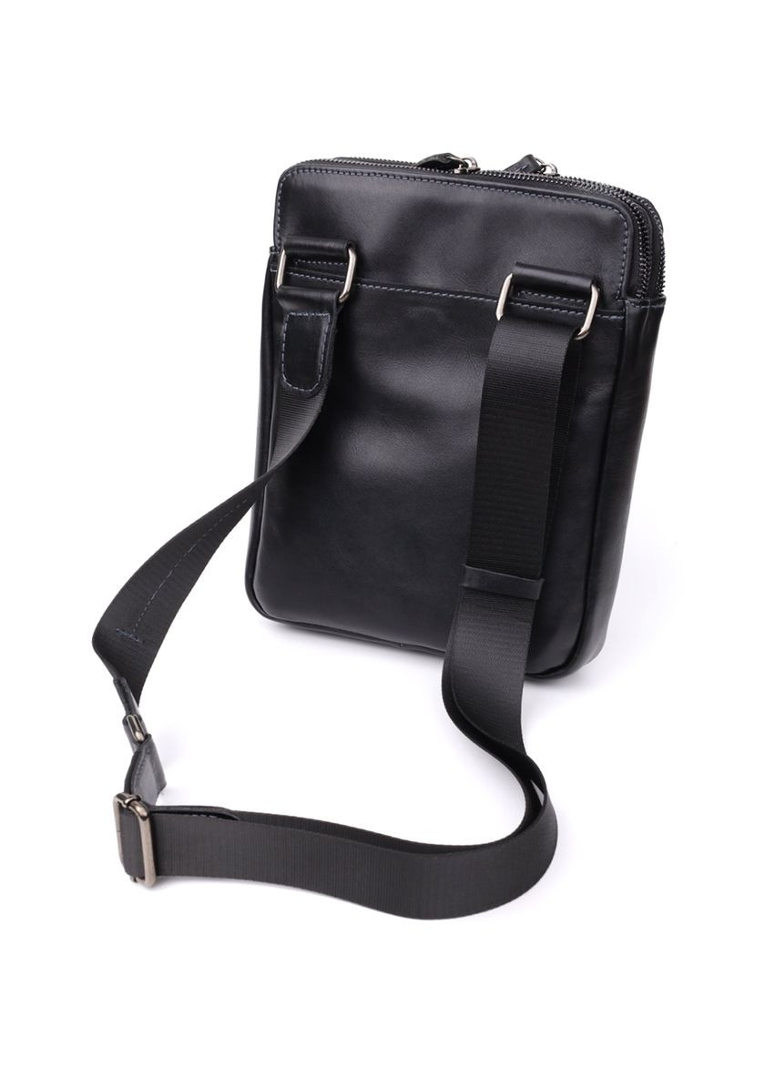 Красивая мужская сумка через плечо из гладкой натуральной кожи 20871_1 Черный Shvigel (362588730)