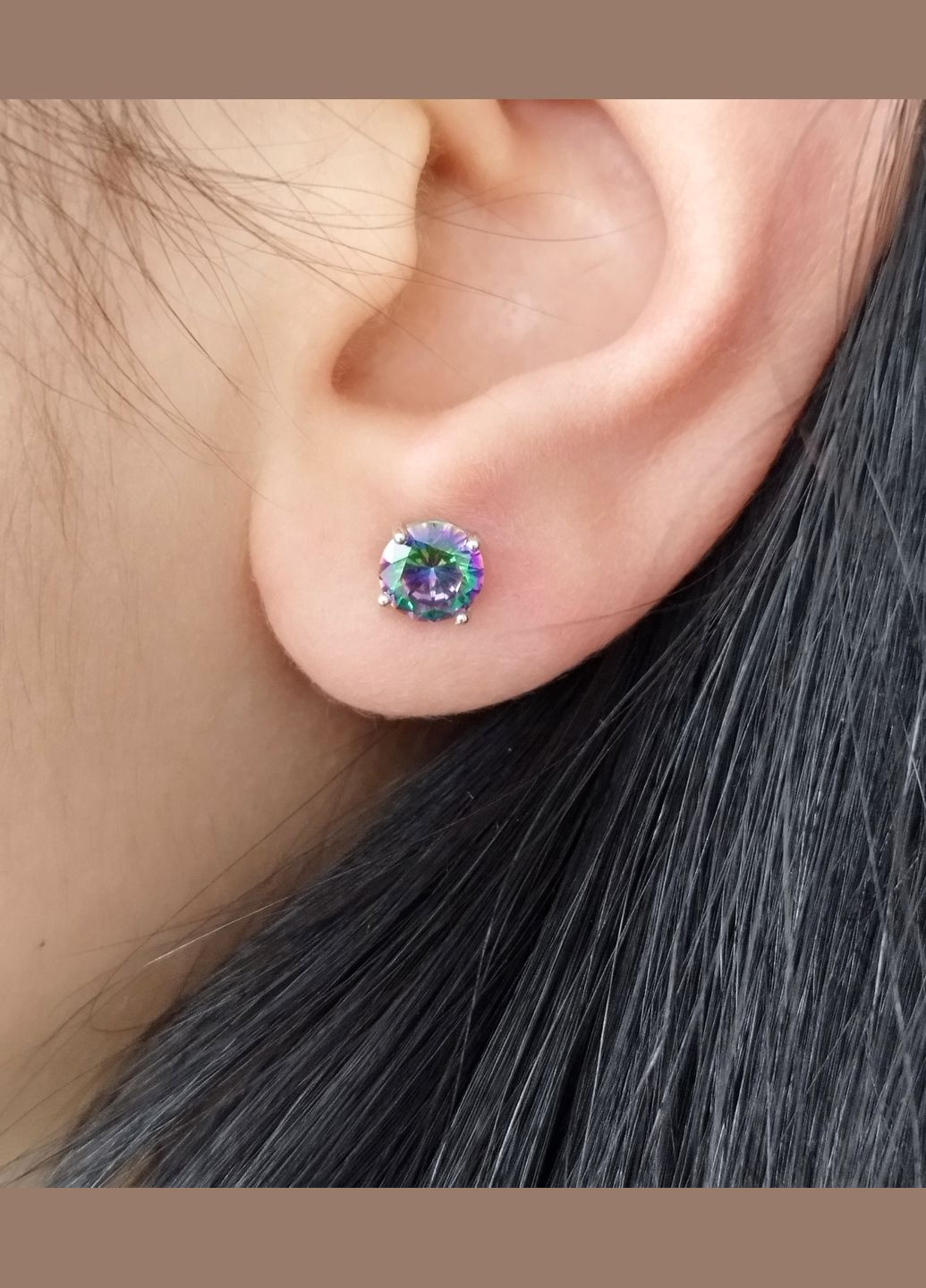 Серьги-пусеты серебряные с мистик топазом С013-мт No Brand Сережки (328082565)