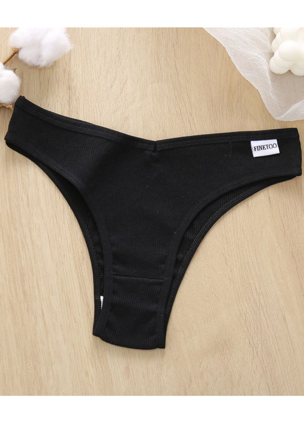Трусики-бразиліани в рубчик з V-подібною лінією талії Ніжні (1381-48-02) Finetoo (299398646)