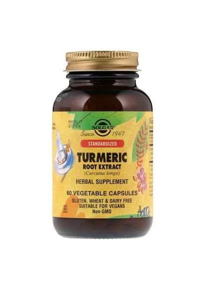 Антиоксидант Куркума экстракт (корень), Turmeric, 60 капсул (SOL-04161) Solgar Куркума экстракт (корень), Turmeric, 60 капсул (401658420)