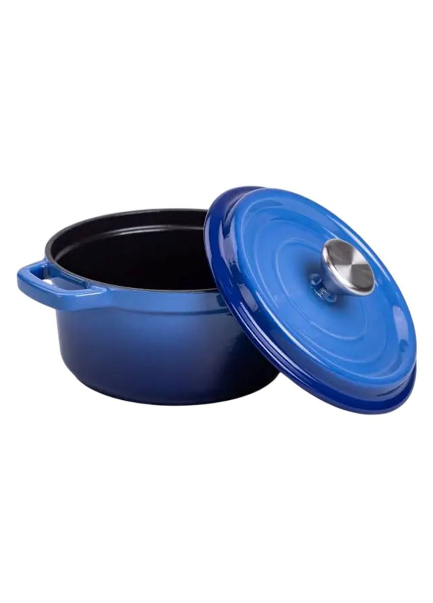 Каструля чавунна емальована 2 л з кришкою Ø20 см Синя HP-1-2BL No Brand (353503396)
