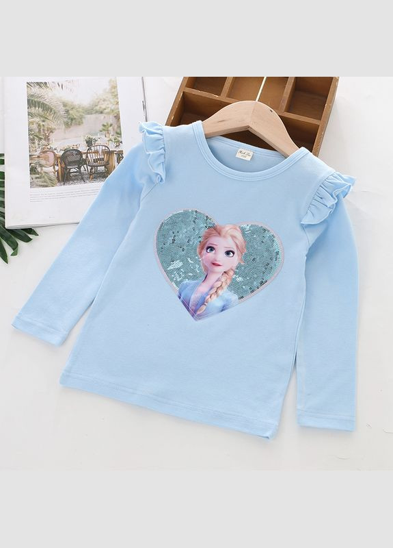 Qoopixie кофта дитяча з рюшами на плечах frozen ( 100см ) (11584) блакитний бавовна
