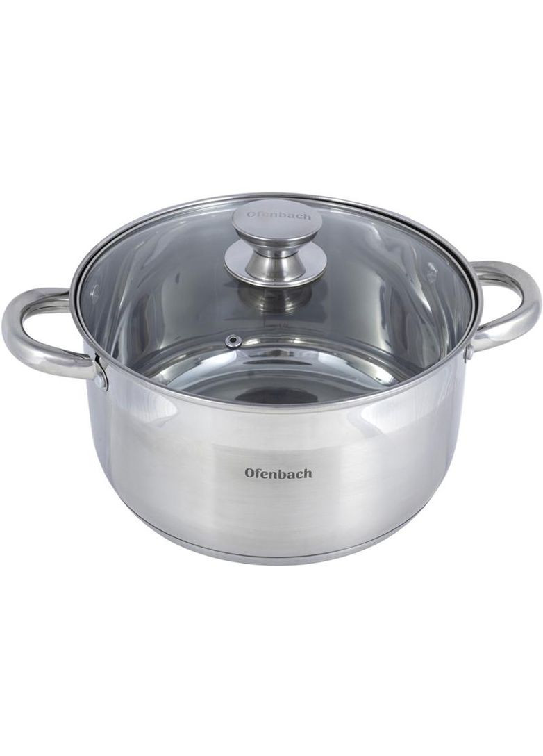 Кастрюля Casserole из нержавеющей стали 6л со стеклянной крышкой Ofenbach (372173279)