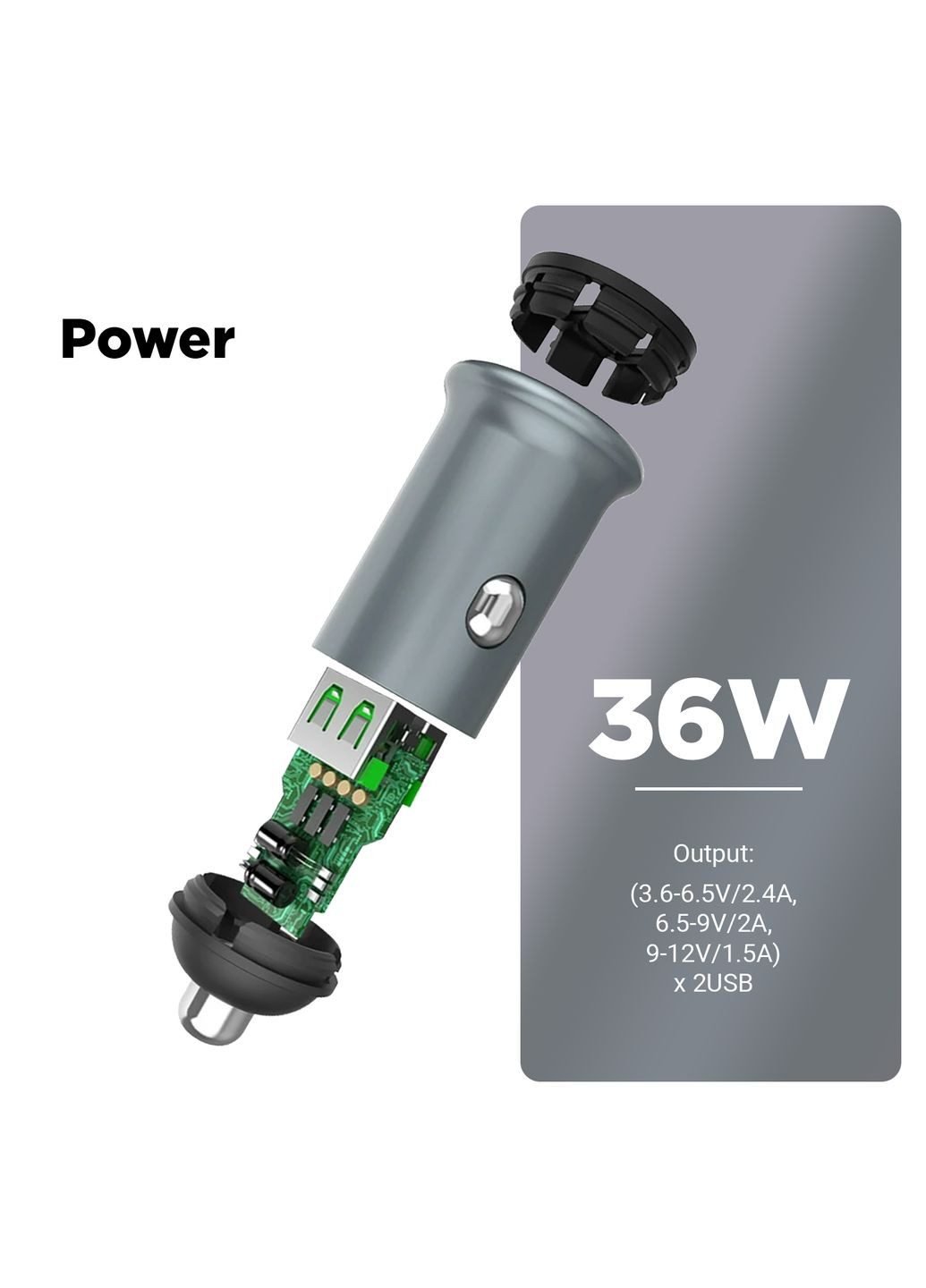 Автомобильное зарядное устройство 2xUSB QC3.0 Grey + кабель USBC (ARM82459) ArmorStandart (312537439)