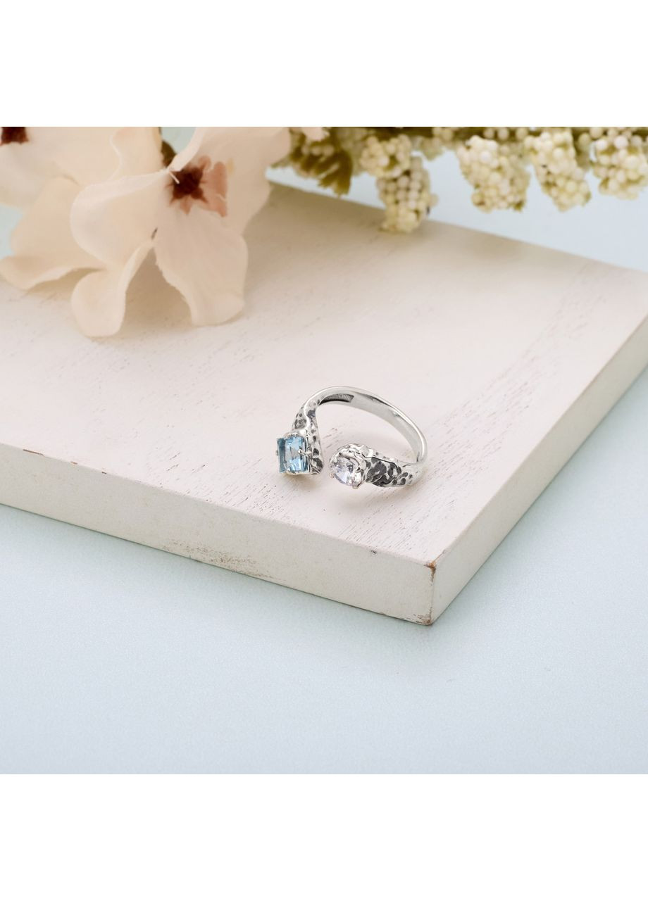Кольцо серебряное разъемное Лириды Голубой Топаз 925 Zirkon 17,5-18,5 размер Skifska Etnika (364202523)