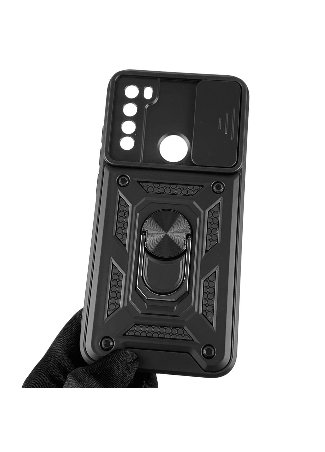 Чохол для Redmi Note 8 2021 броньований з кільцем зі шторкою на камеру на сяомі редмі нот 8 чорний rg1 Xiaomi (366023322)