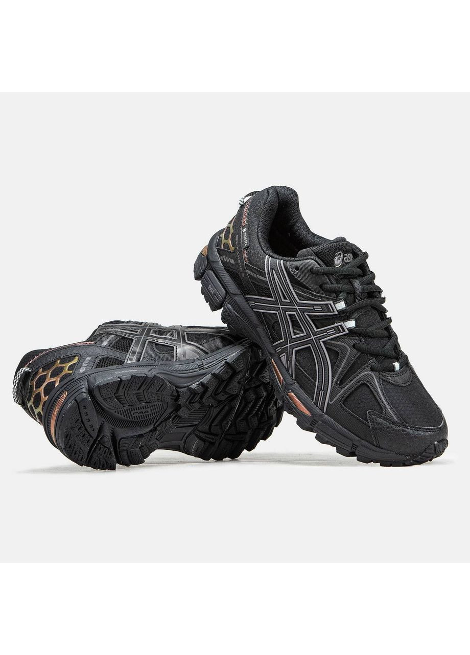 Чорні Осінні чоловічі кросівки asics black gold асікс демісезонні No Brand Gel-Kahana 8