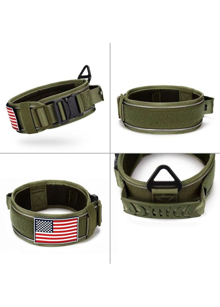 Нашийник для собак Harness Tactical, широкий нейлоновий з металевою пряжкою-фастекс, Оливковий L No Brand (308863035)