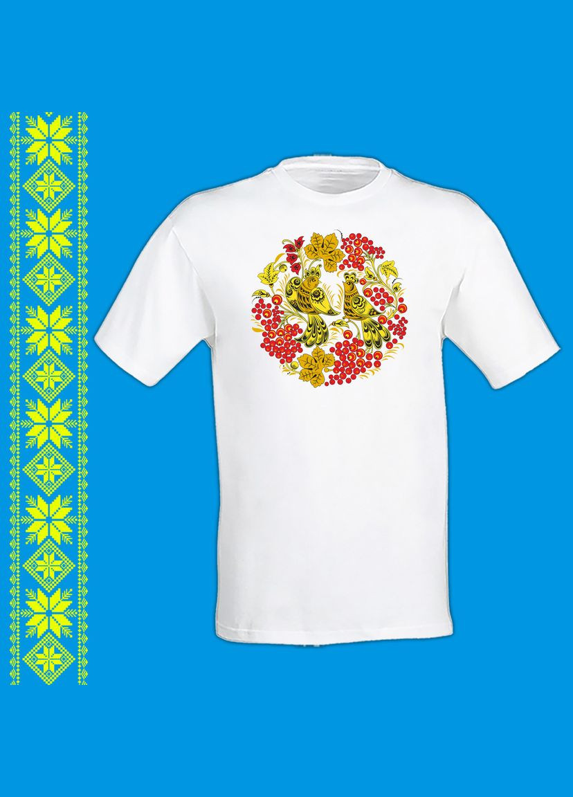 Футболка - вишиванка з принтом "Український візерунок: птахи та калина" Кавун футболка (316288791)