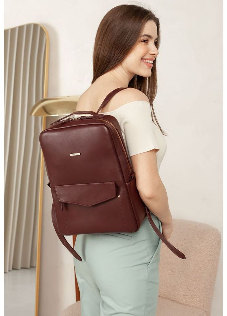 Шкіряний міський жіночий рюкзак на блискавці Cooper бордовий BlankNote (348359129)