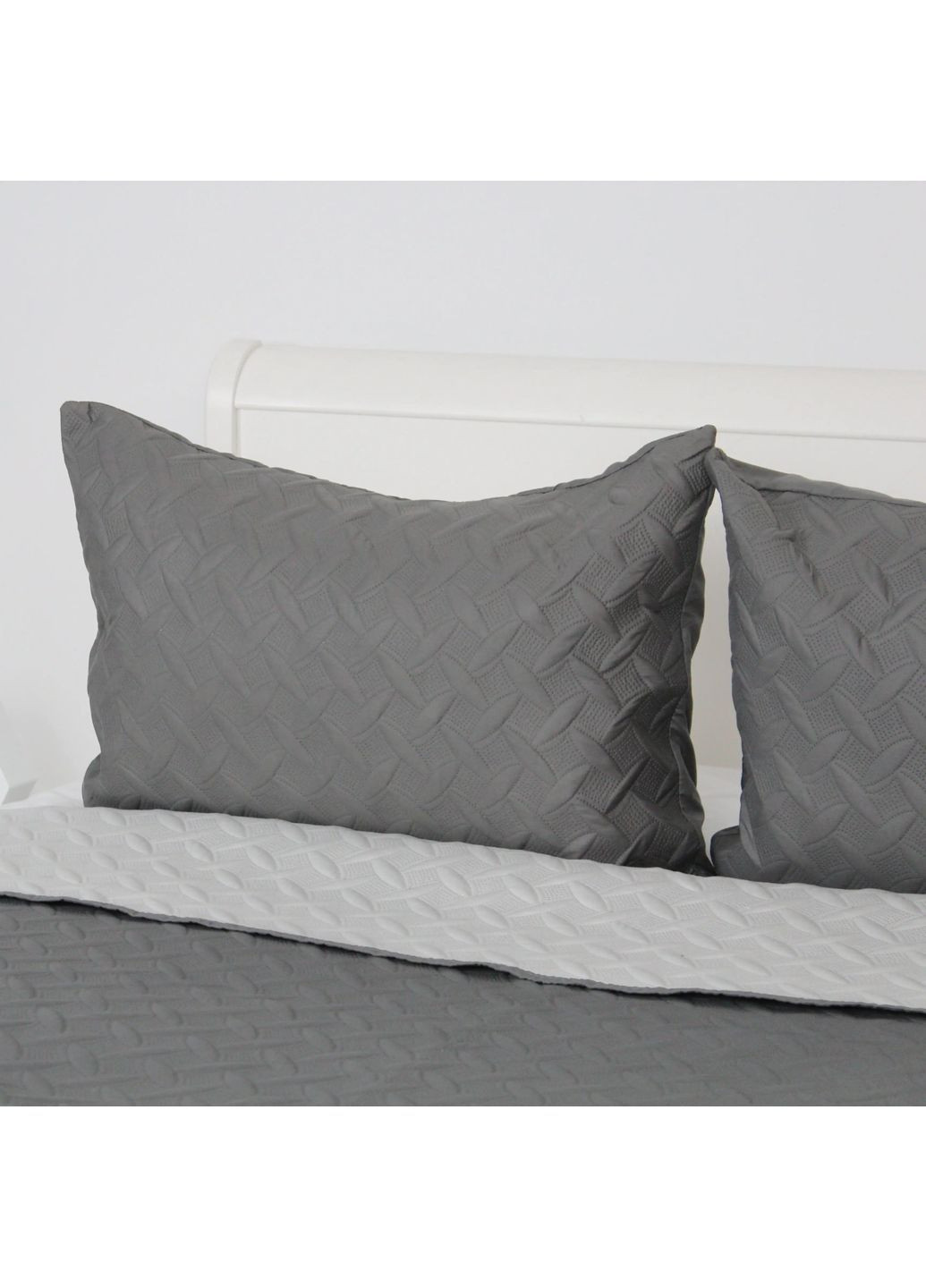 Евро покрывало 220*240 см с наволочками 50*70 см, двустороннее Серое (23880220240) ТЕП (365851818)