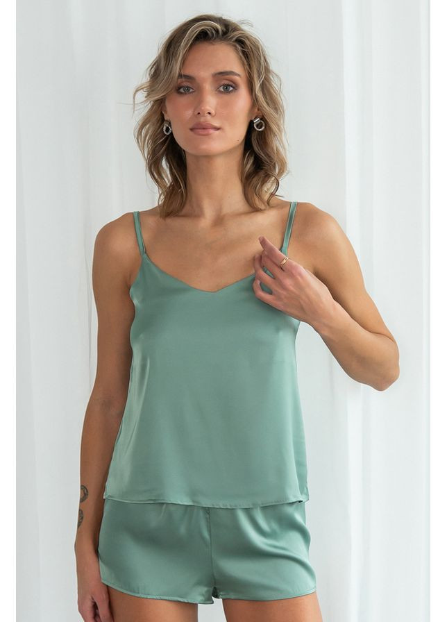 М'ятна всесезон комплект шовковий з шортами shalfey майка + шорти Forly