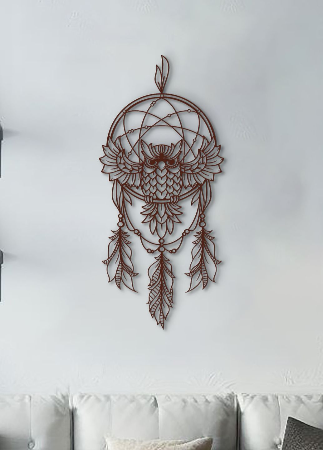 Настінний декор для дому, декоративне панно з дерева "Мудра сова", картина лофт 30х15 см Woodyard (292112847)