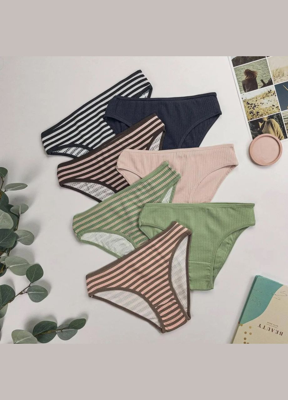 Набор женских трусиков в полоску неделька в рубчик - 7 шт. Nicoletta (303617346)