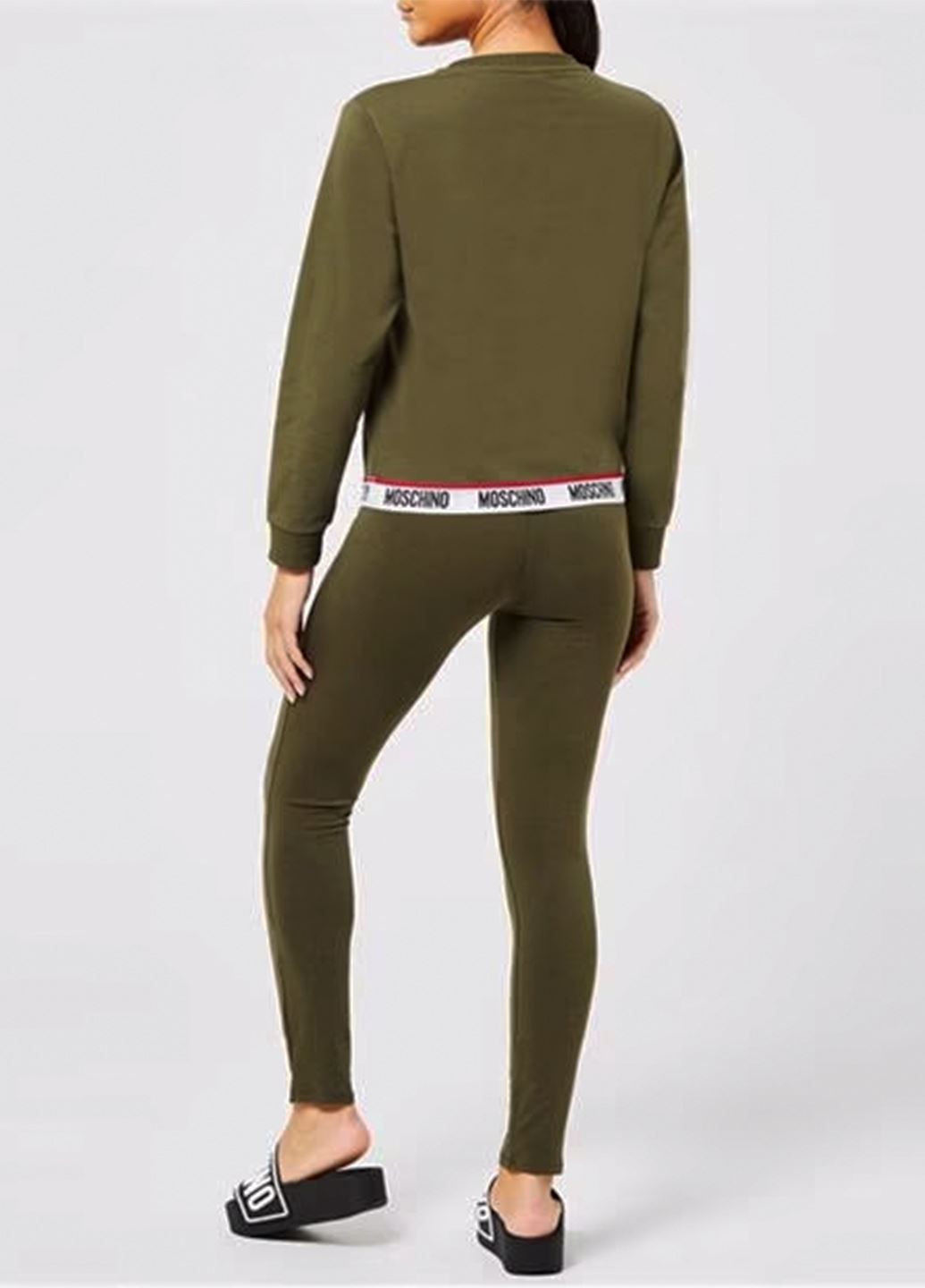 Оливковый женский свитер-свитшот Moschino однотонный без декора (368820959)