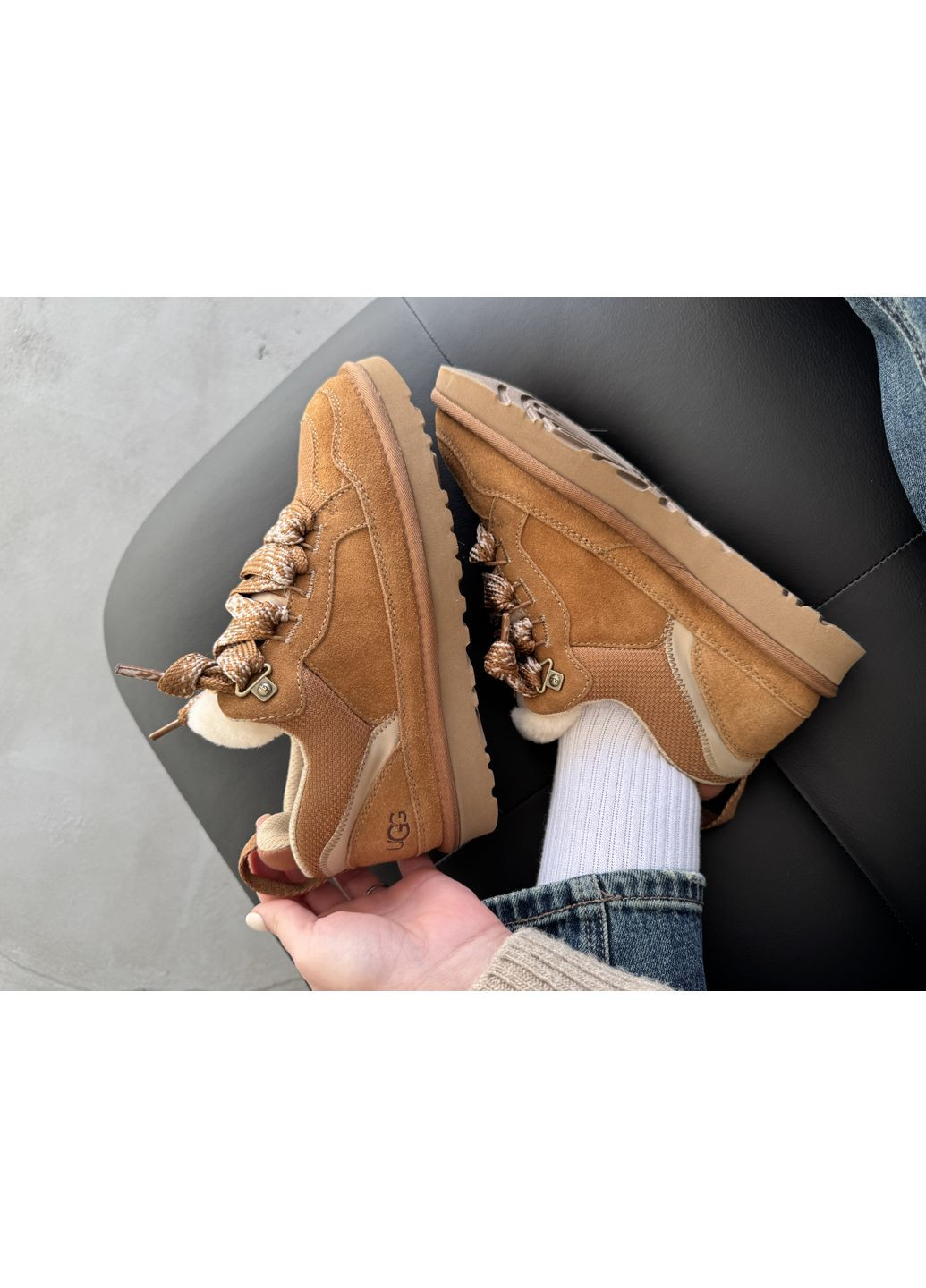 Кросівки жіночі та чоловічі UGG Lowmell Sneaker Chestnut | Угі Лоумелл коричневі демісезони (372463795)