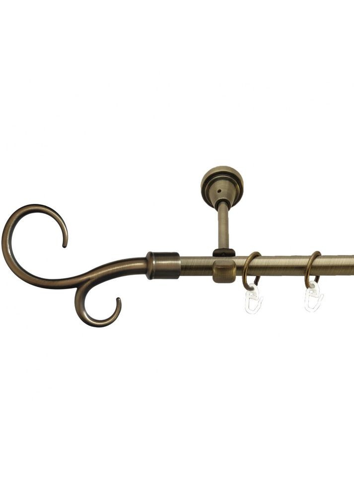 Карниз Гак Подвийний металлический однорядный открытый гладкая труба Антик 16 мм 300 см (7180766) ORVIT (300797509)