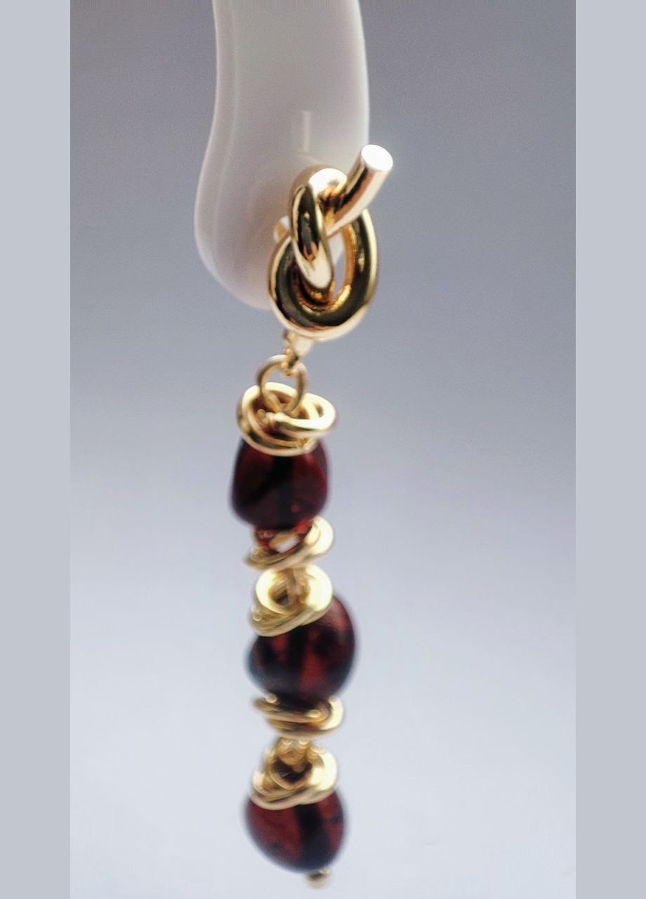 Сережки 2506 з натурального бурштину відтінок рубін MINOV (311310520)