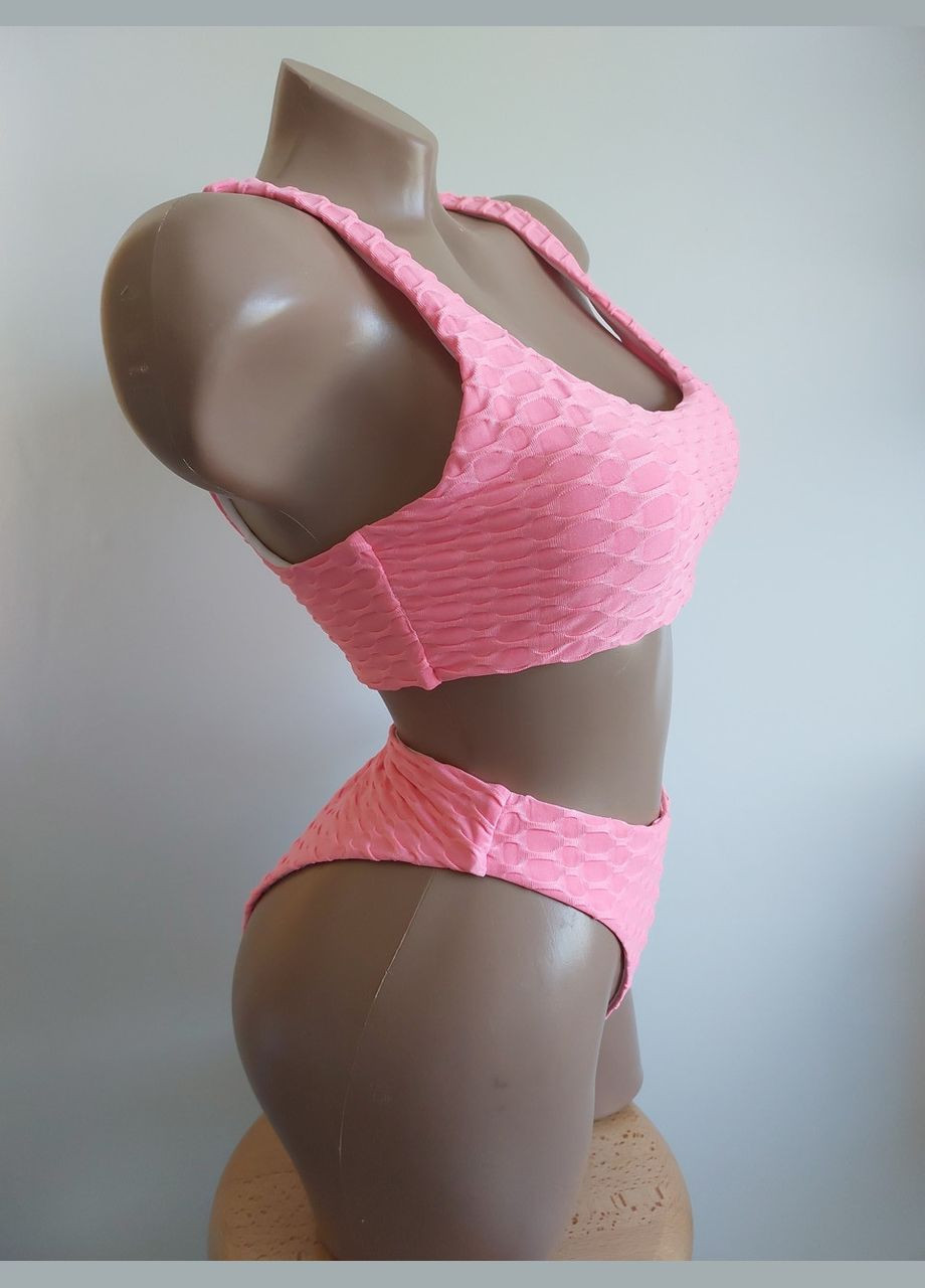 Рожевий демісезонний роздільний жатий купальник (арт.6042) No Brand