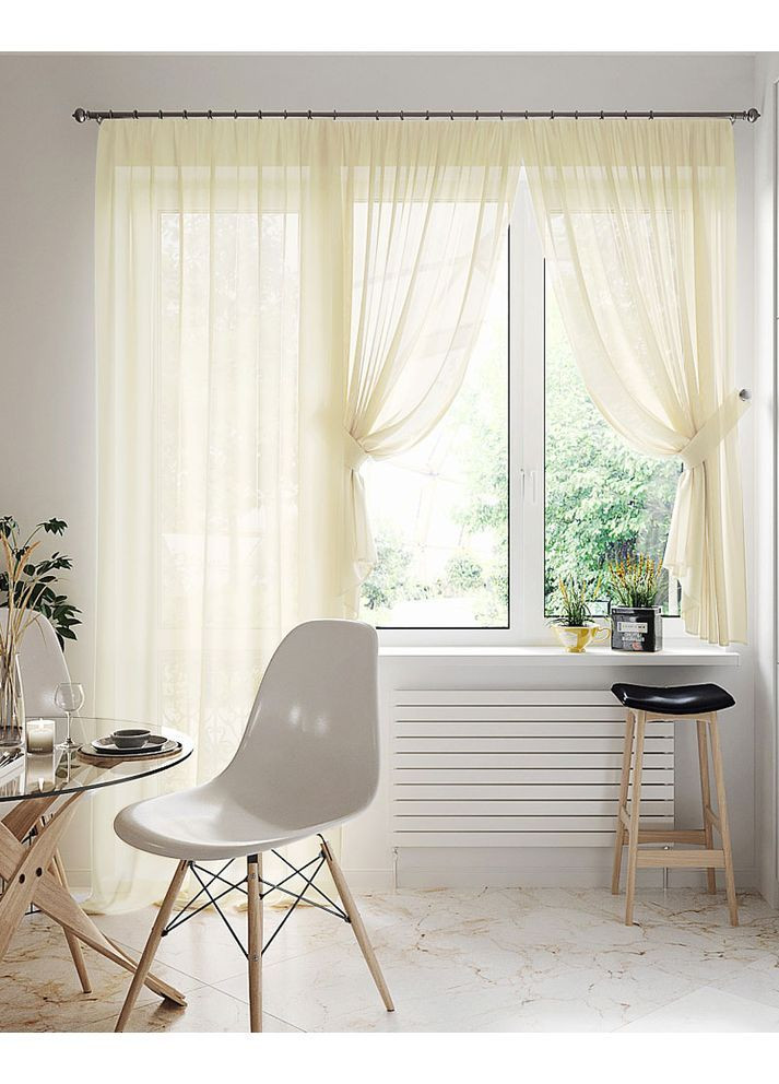 Комплект тюль Pivdenne креп айворі на вікно з балконними дверима (20204-balkon) No Brand (368766811)