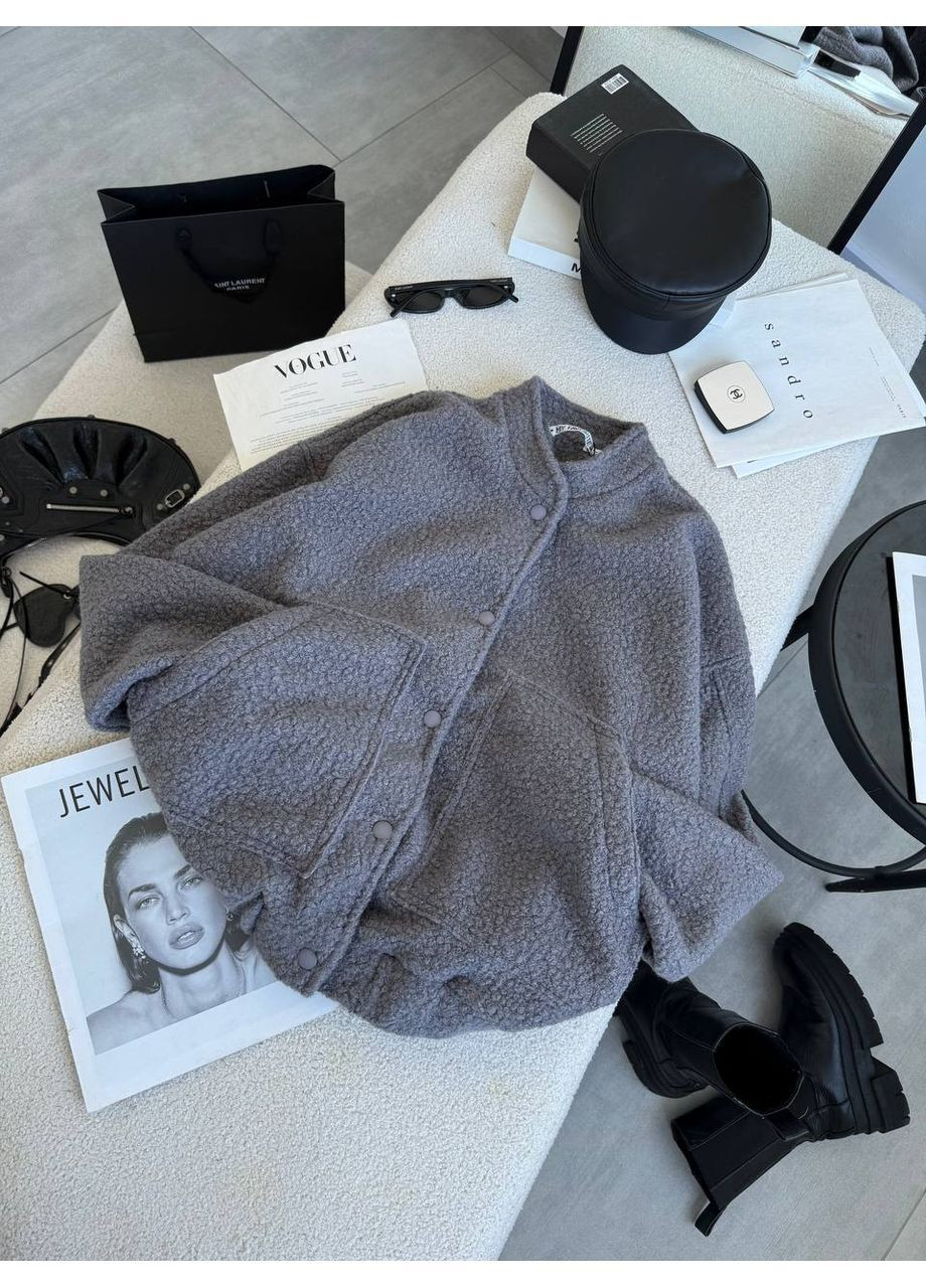 Женский бомбер букле на кнопках (364550208)