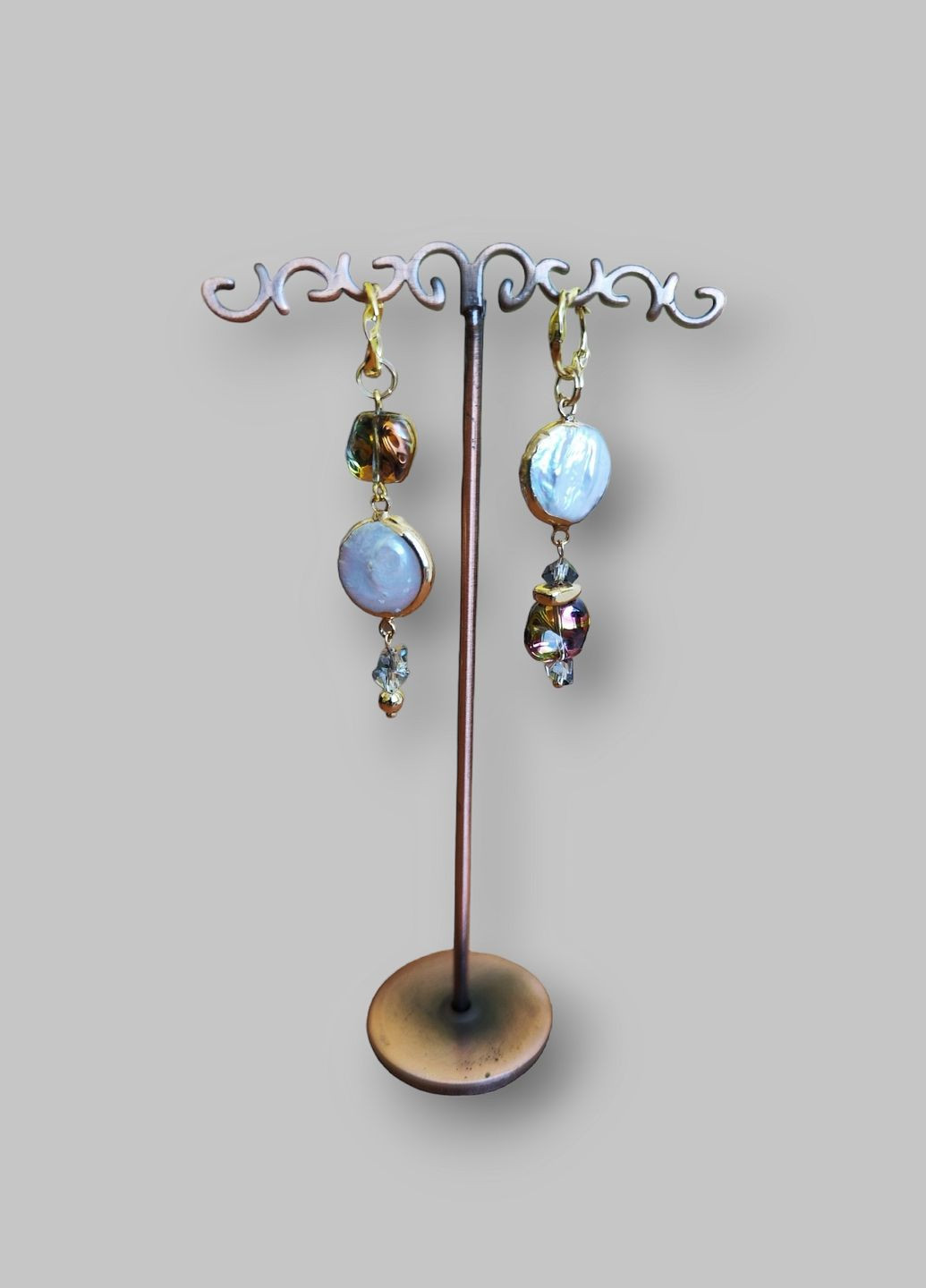 Набір прикрас чокер та сережки з натуральними перлинами та кришталем (CH33) Ksenija Vitali кришталь, перли (290187214)