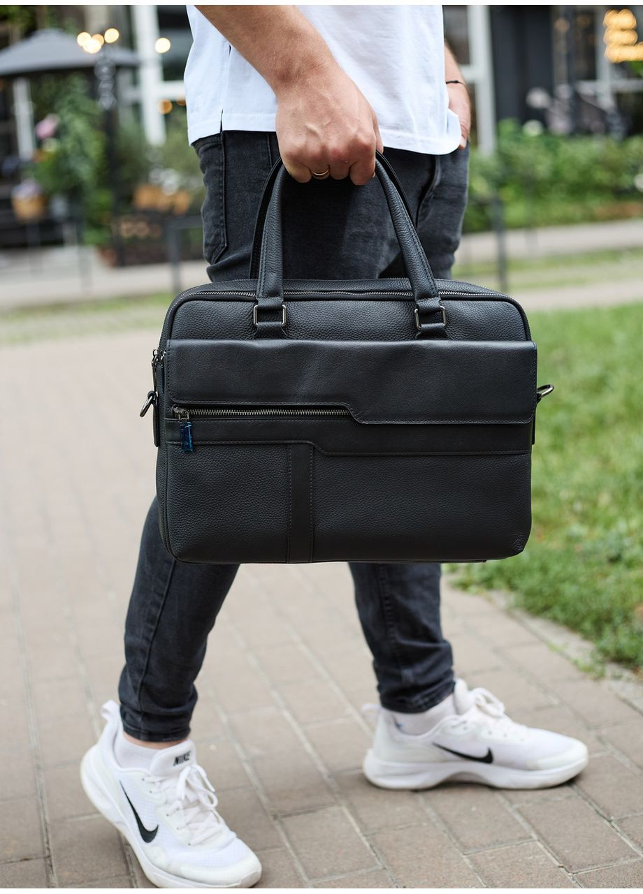 Чоловіча ділова сумка зі шкіри 39х29х10, класичний портфель для ноутбука та офісу, сумочка для студента, No Brand (360751446)