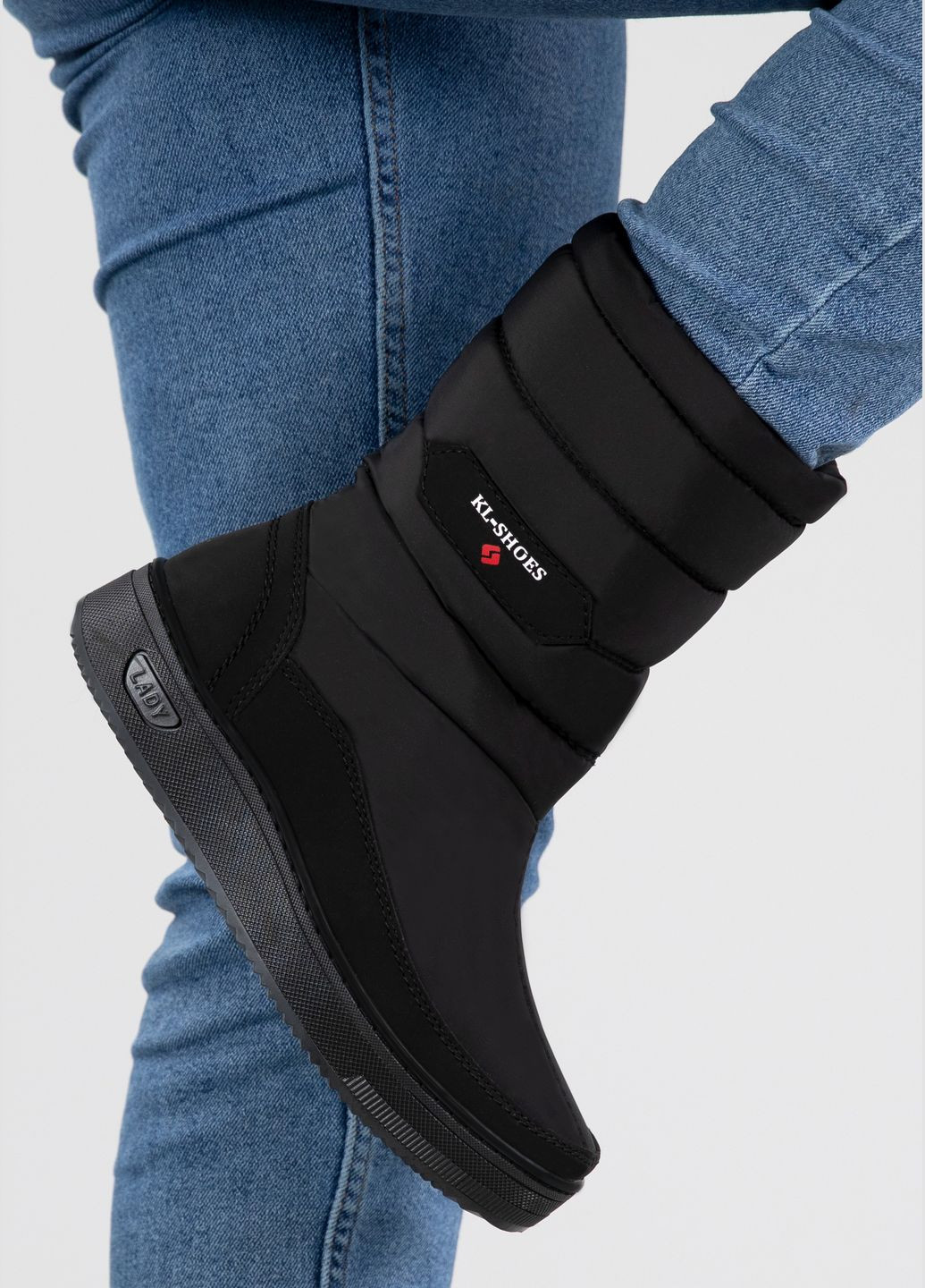 Черные дутики женские kl-shoes с мехом высокие черные (аб 7) Kluchkovskyy на молнии