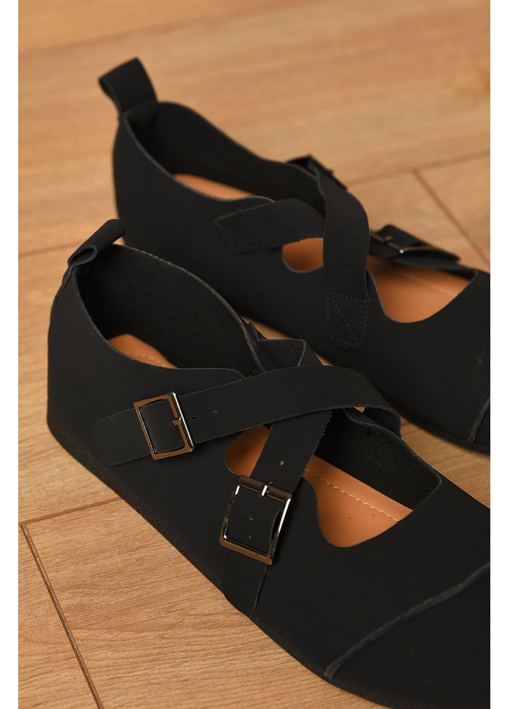 Let's Shop Туфлі жіночі чорного кольору лофери чорний з штучний нубук, україна — демісезон (361230465)