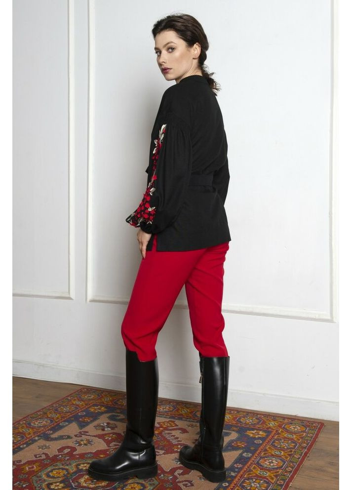 Чорна жіноча сорочка вишиванка з об’ємними рукавами mksmv151-944 Seam (364179248)