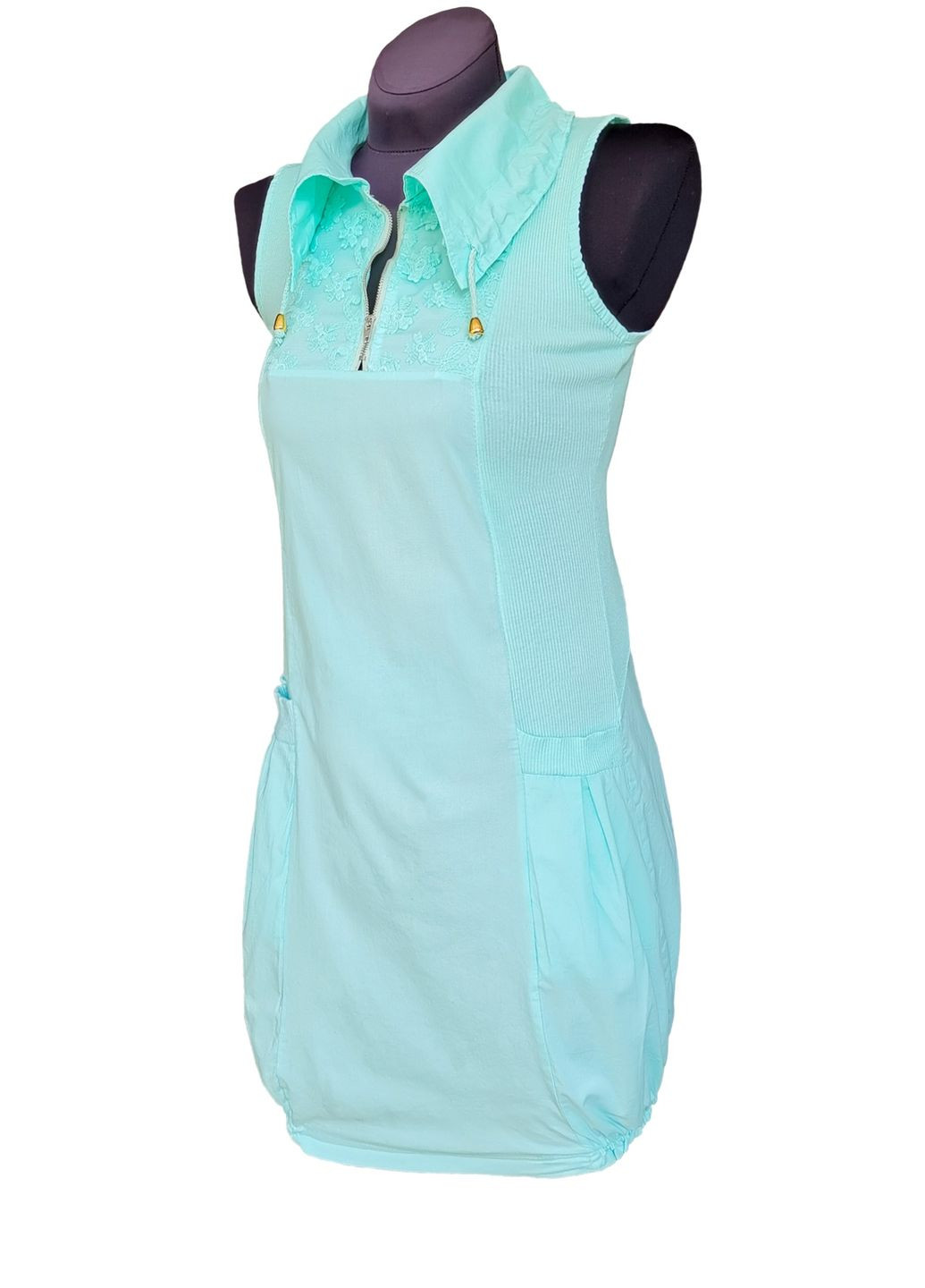 Светло-бирюзовое кэжуал платье женское хлопковое светло-бирюзовый Moda