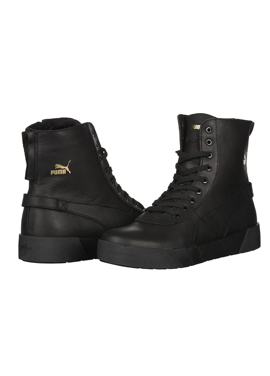 Черные зимние ботинки мужские зимние высокие на молнии со шнуровкой кожаные на высокой подошве спортивные для прогулок черные 2us b-38 No Brand